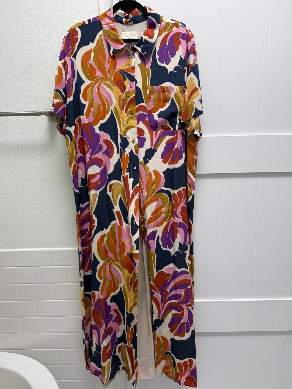 LIKE NEW Sézane Alda Dress Paradise Print Floral Silk Maxi Size FR 46 US 14 - Picture 5 of 10